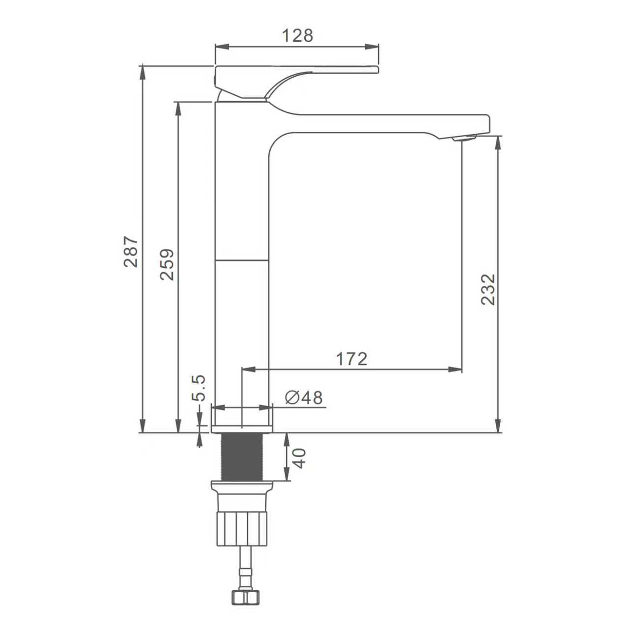 Смеситель Splenka S55.15.09 для раковины высокий монолитный, графит