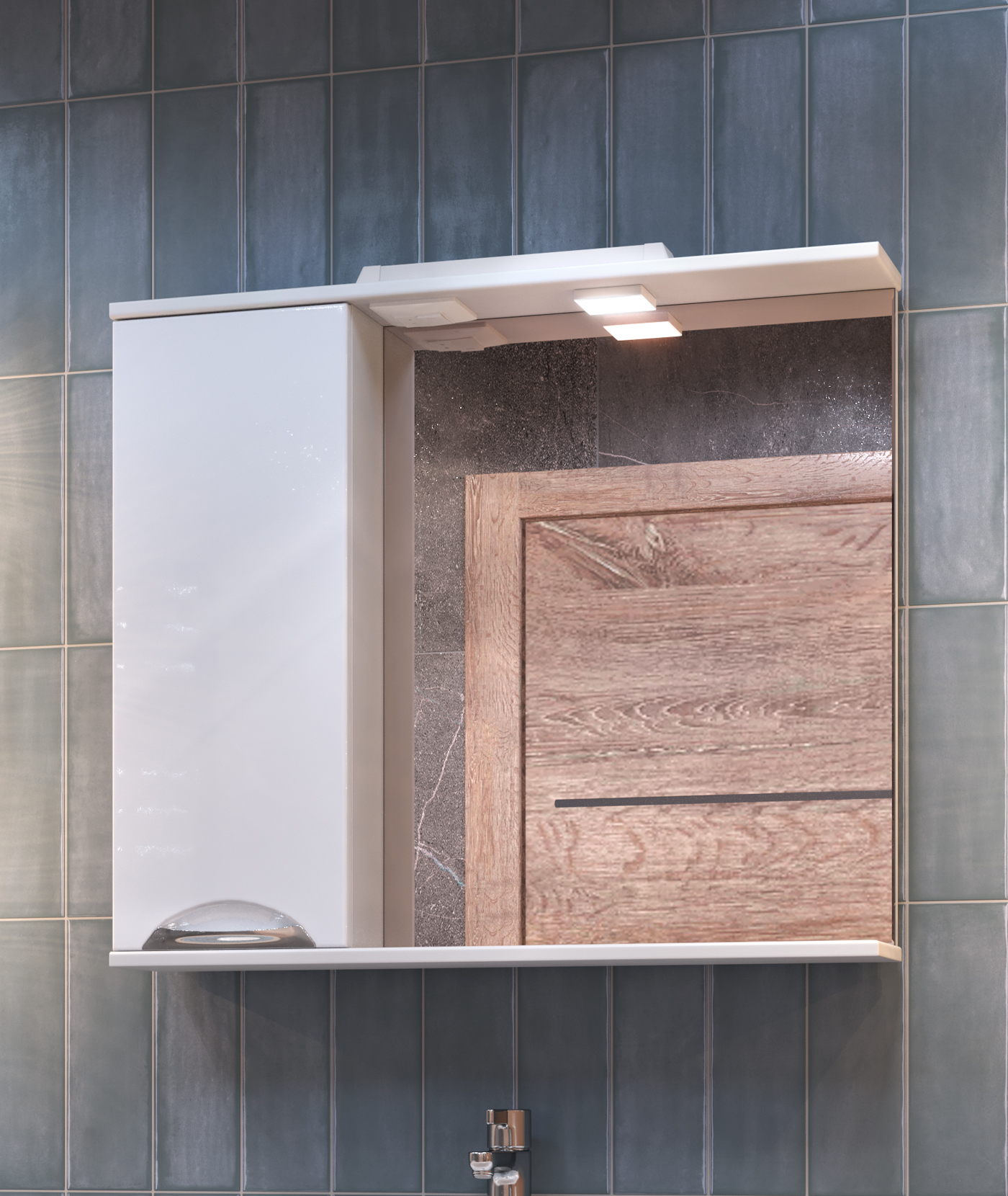 Шкаф навесной с зеркалом Callao 800 (левый) со спотом 