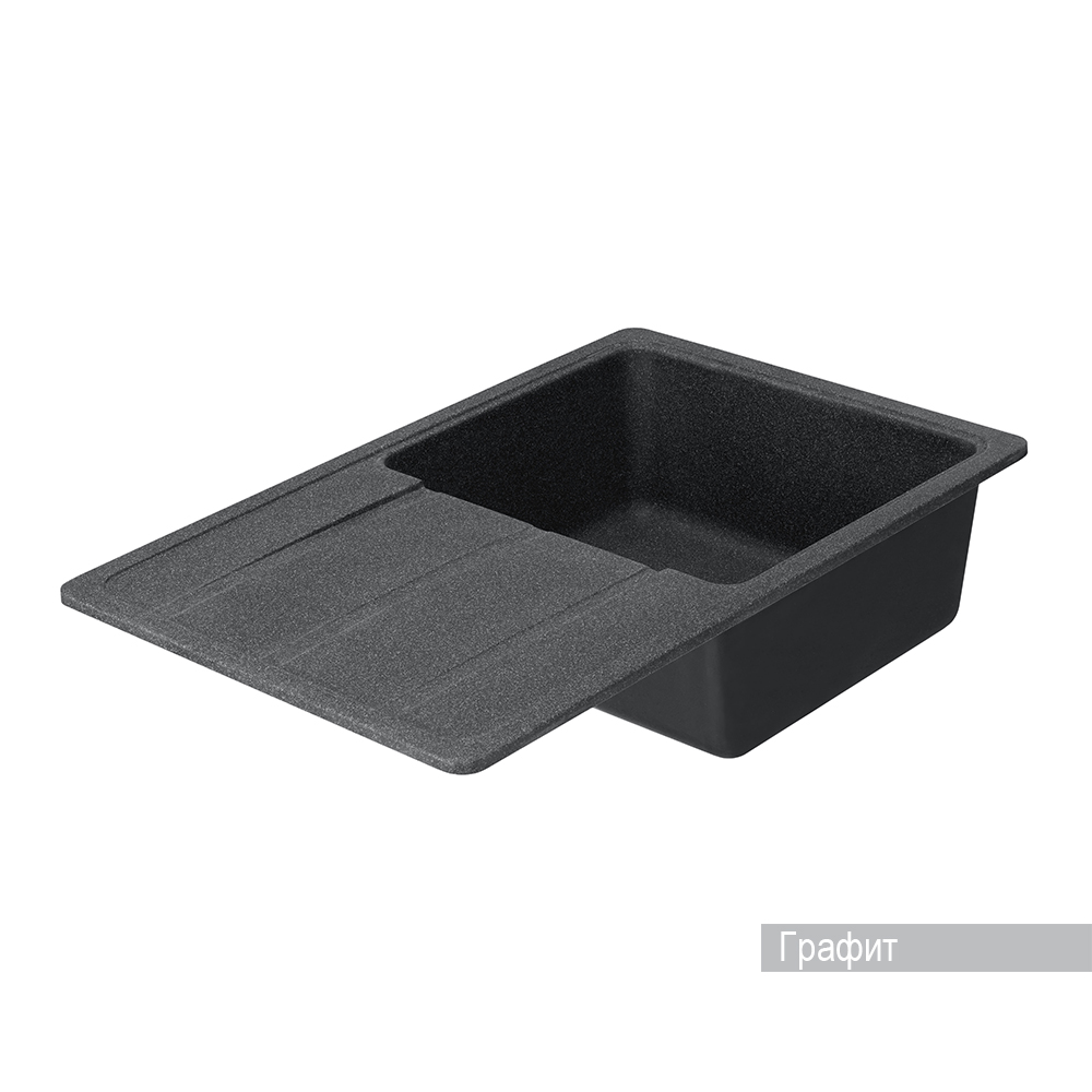 Мойка для кухни AQUATON Аманда прямоугольная с крылом графит 1A712832AD210