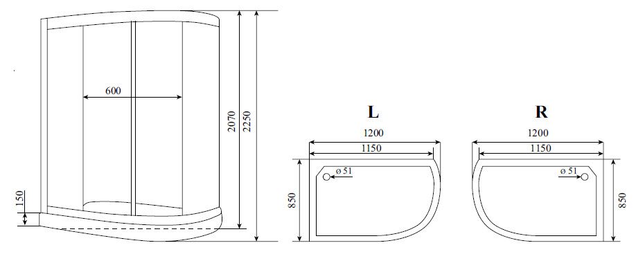 Душевая кабина Timo Lux T-7702 R 120*85*225