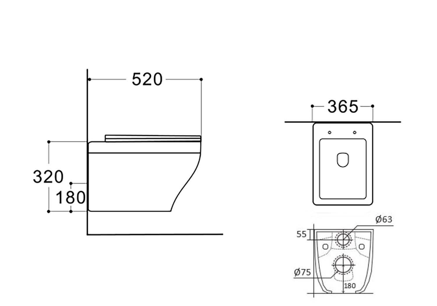 Унитаз подвесной безободковый AQUATEK АМАДЕО 515*370*315 мм