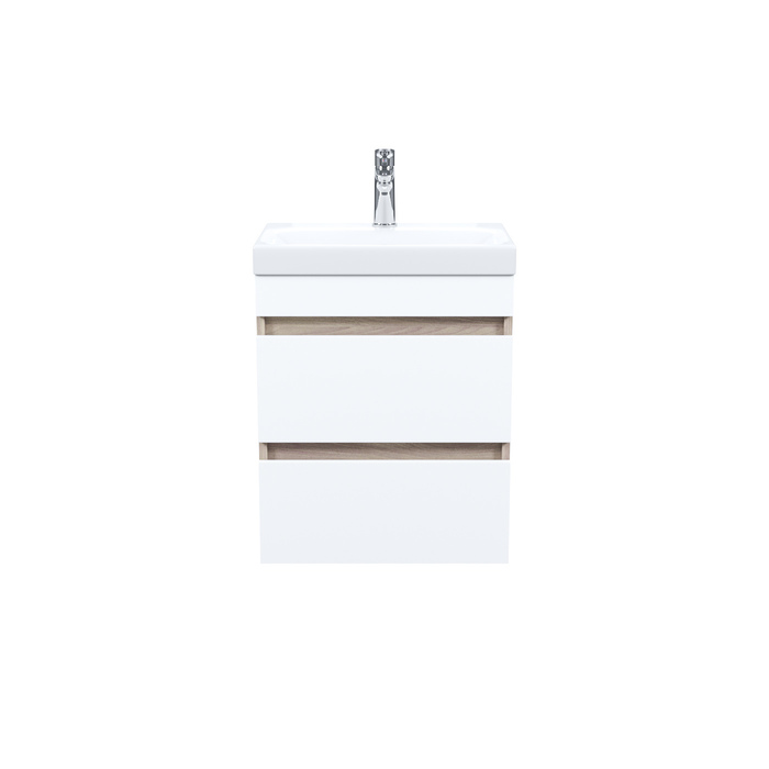 Тумба с умывальником подвесная с ящиками, 50 см, белая/под дерево, Zodiac, IDDIS, ZOD5AB0i95K подходит ум. 3505000i28