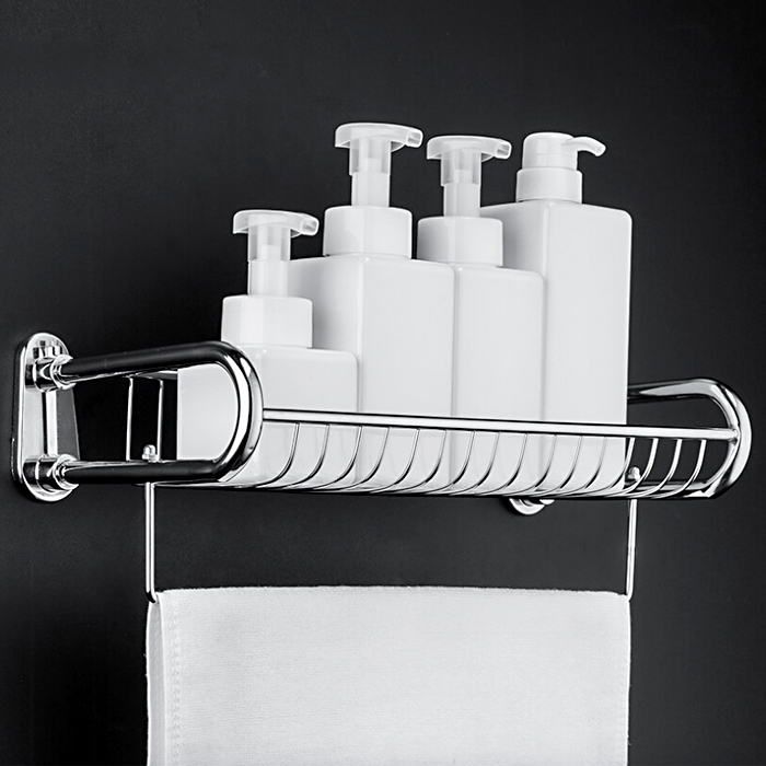 Полка с полотенцедержателем хром FRAP F336