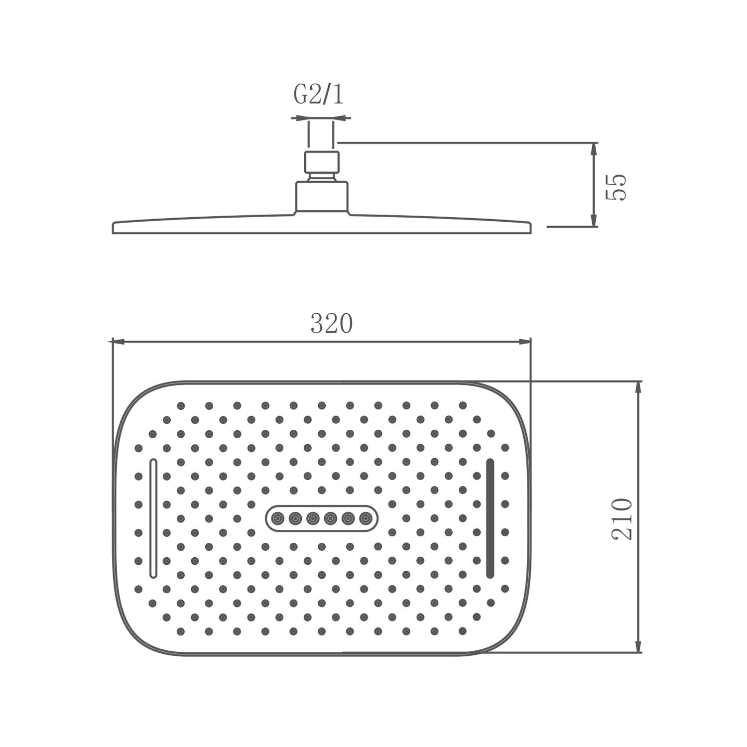 Лейка верхняя для душа Splenka S451.53 прямоугольная 320*210мм пластик/силикон, хром