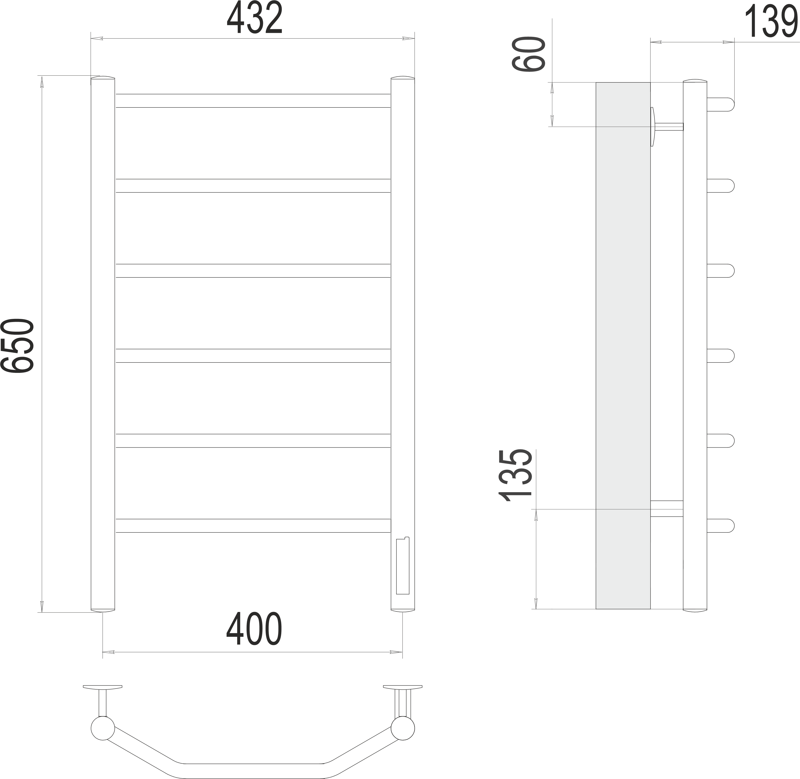 Полотенцесушитель Виктория П6 400х650