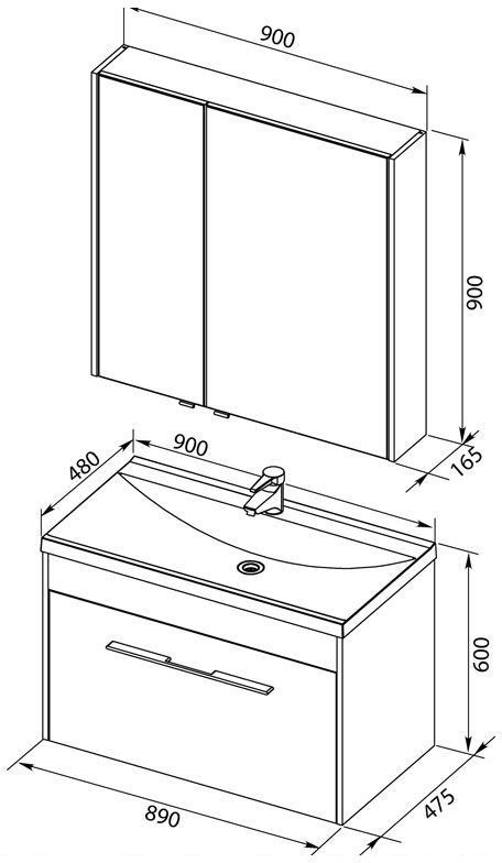 Комплект мебели для ванной Aquanet Августа 90 белый (раковина Нота)