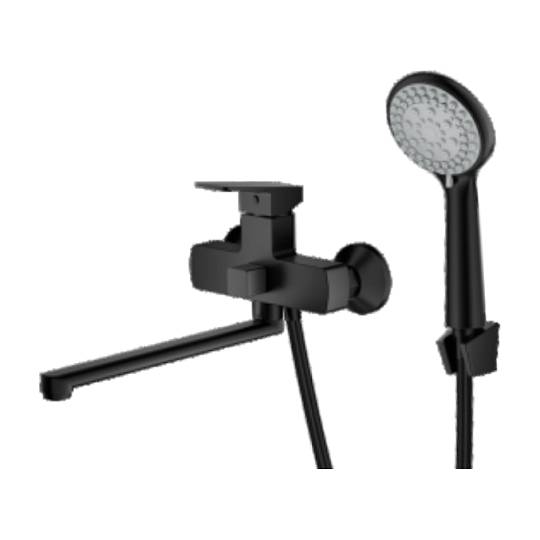 Смеситель Prohanss P60.22.06 для ванны и душа универсальный поворотный излив 30 см, черный