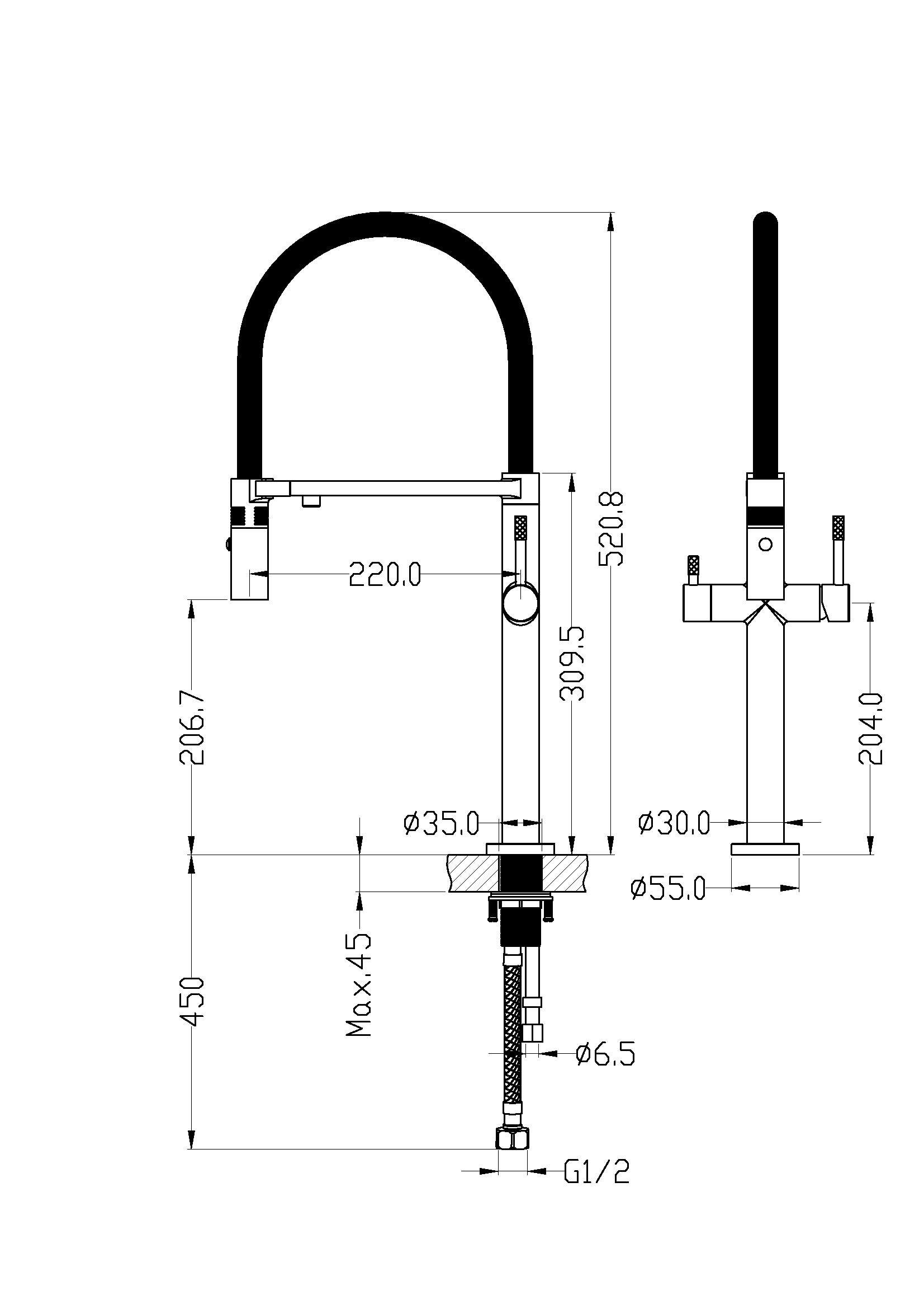 Смеситель для кухни UNO GOLD c краном для питьевой воды