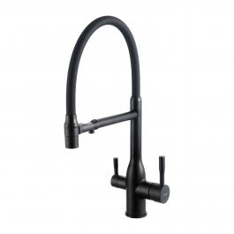 Смеситель для кухни с фильтром для питьевой воды черный FRAP F4398-6