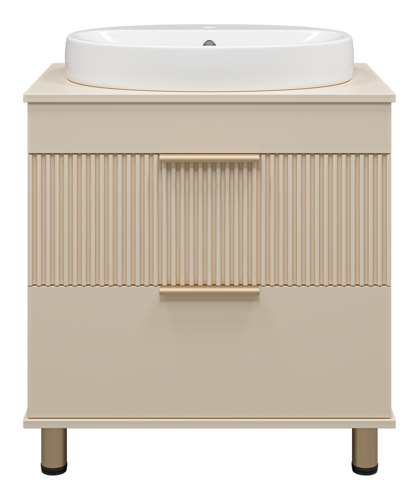 ENFIDA - 70 Тумба напольная 2 ящ. бежевая мат. эмаль + раковина