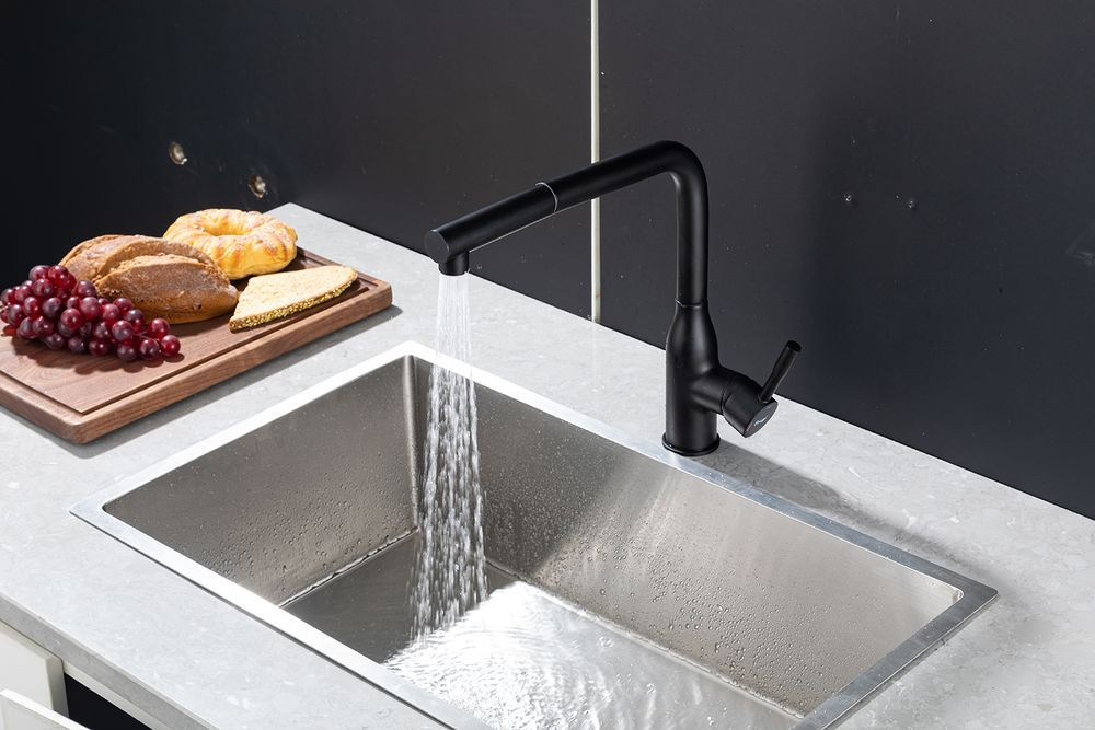 Смеситель для кухни с выдвижным изливом черный FRAP F6096-6