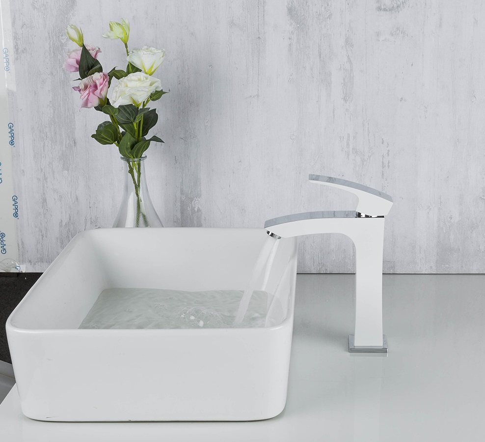 Смеситель для раковины высокий белый GAPPO G1007-78