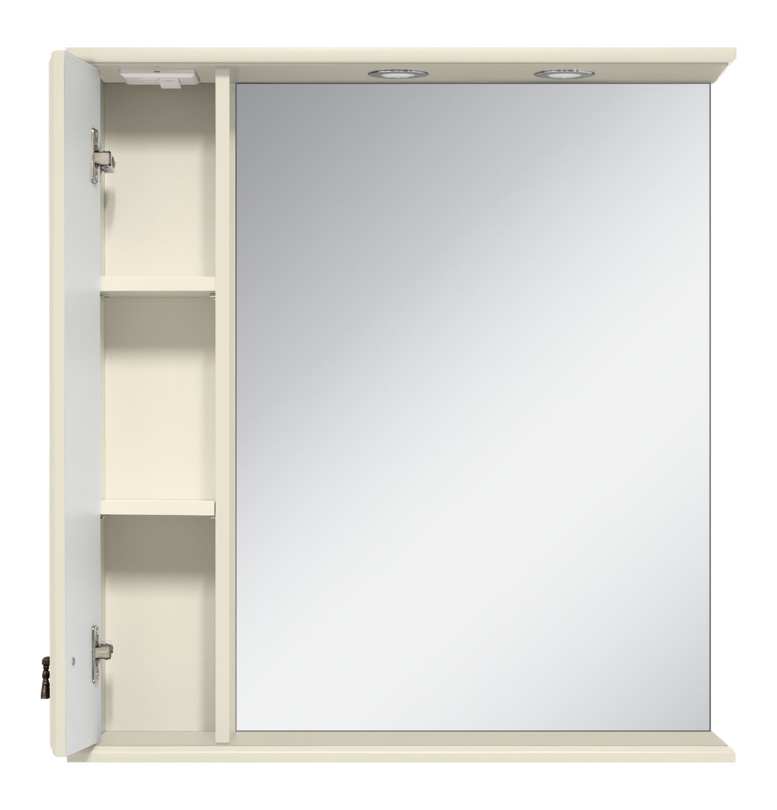 Зеркальный шкаф Misty Лувр 75 левый (слоновая кость)