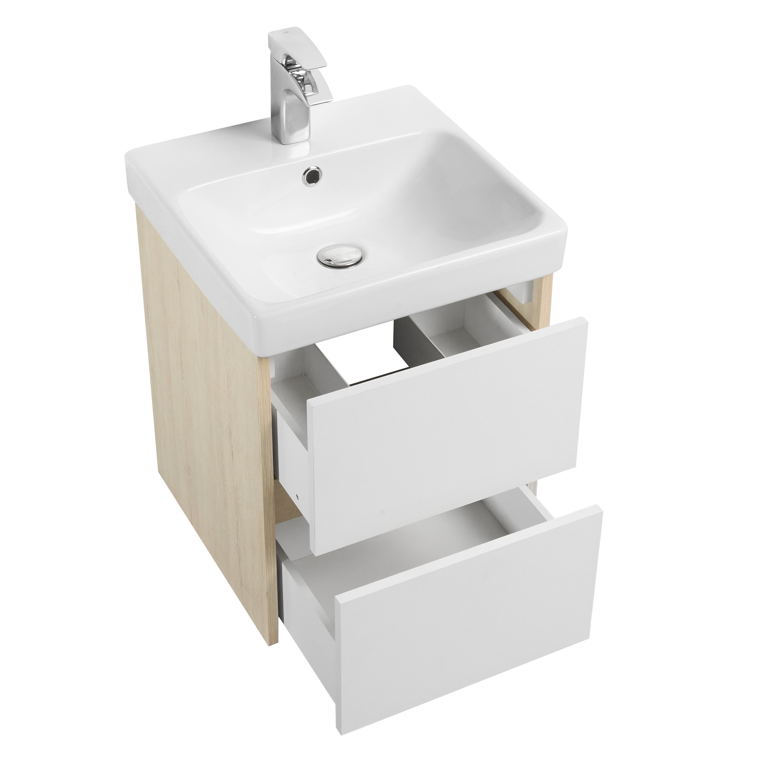 Тумба под раковину AQUATON Сканди 45 белая, дуб верона 1A251601SDB20