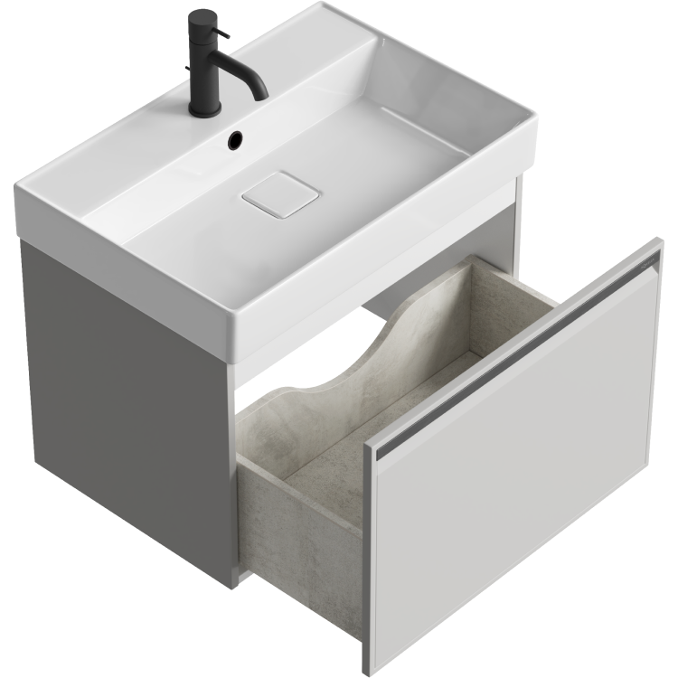Тумба под умывальник "Pure" подвесная цвет серый туман «AQWELLA»