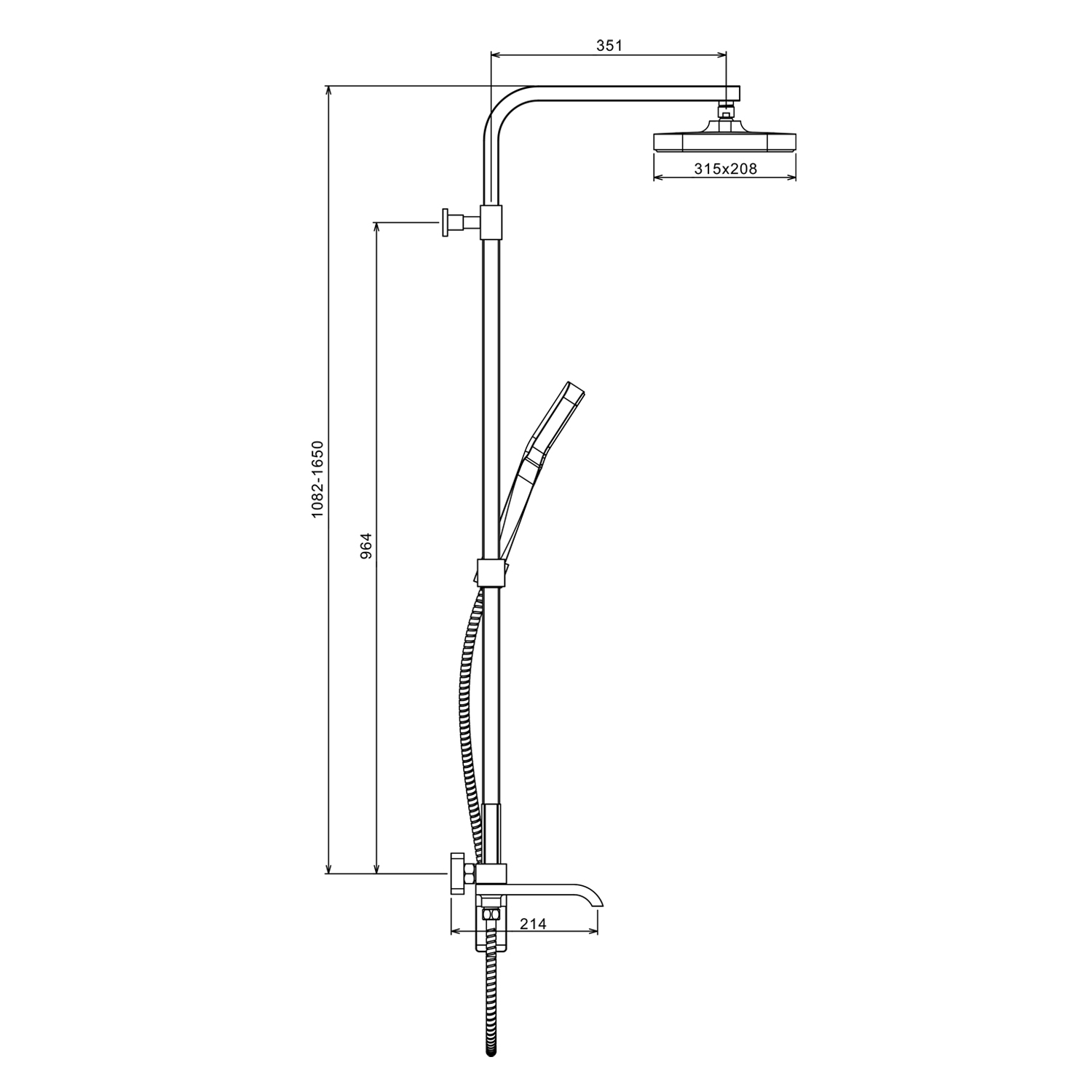 Душевая система Raglo для ванны и душа излив поворотный 20 см, хром R02.24