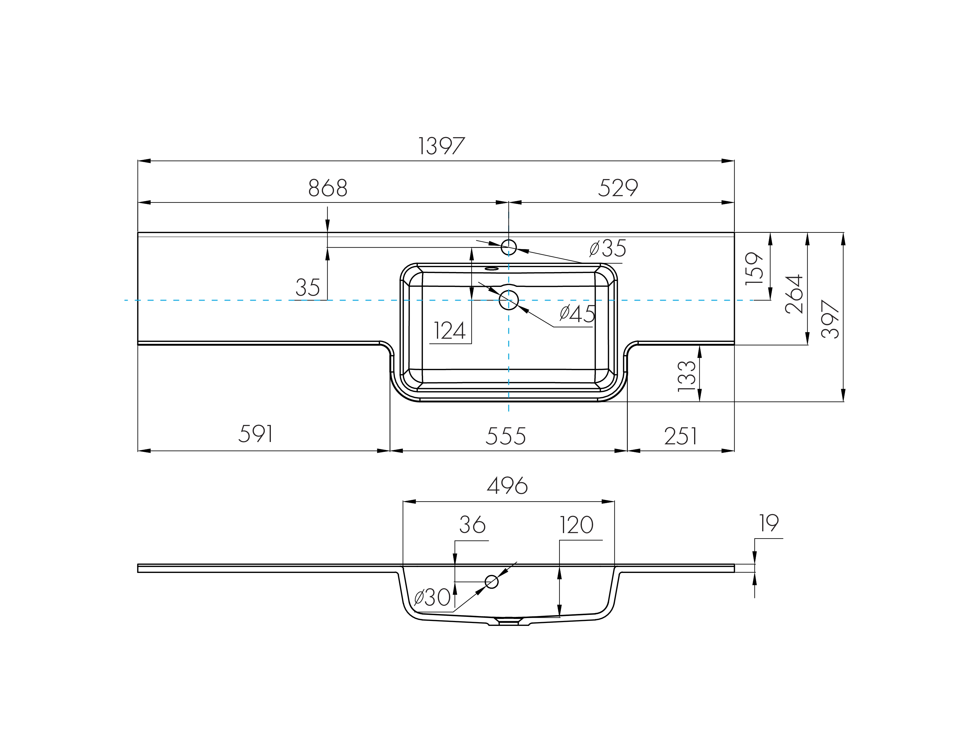 Раковина AQUATON Hotel B 140 правая белая 1A709731PI01P