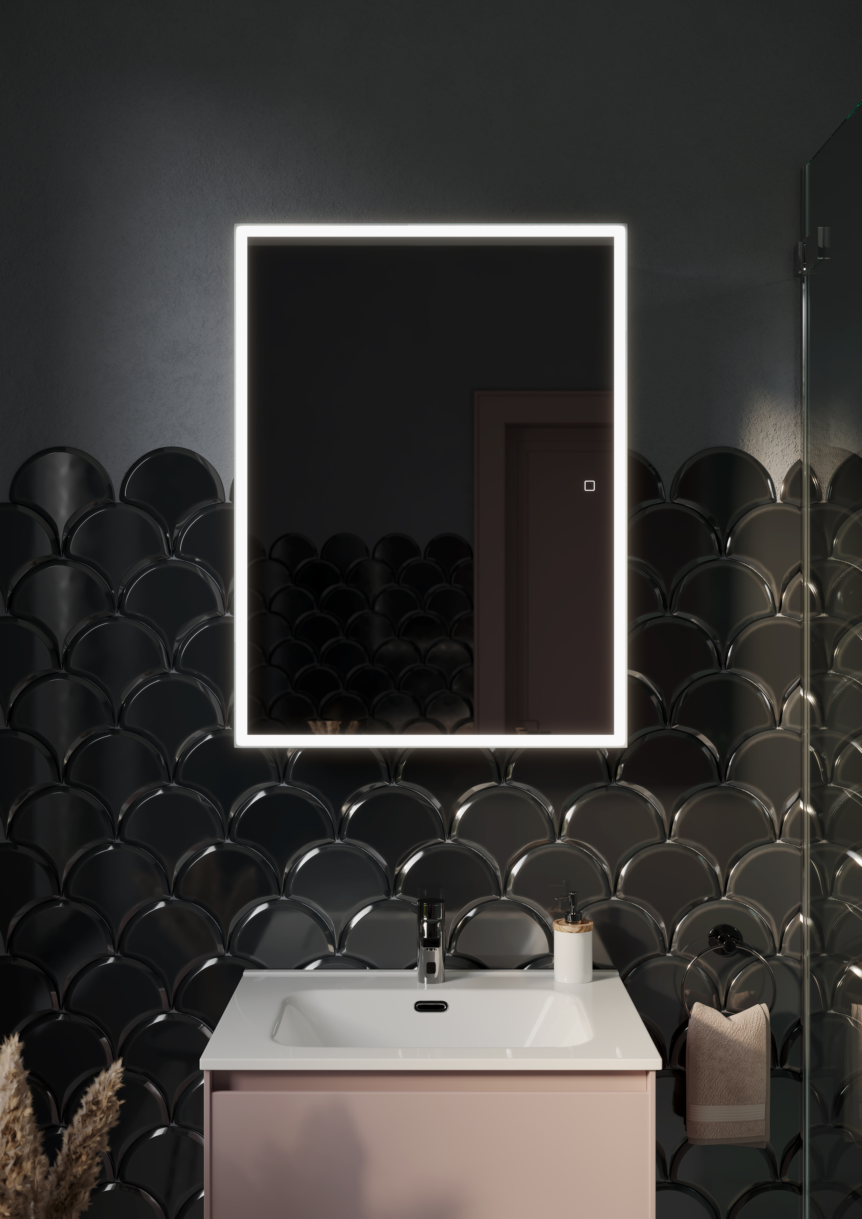 Зеркальный шкаф Sancos Куб / Cube CU600 60x80 с подсветкой, белый глянцевый