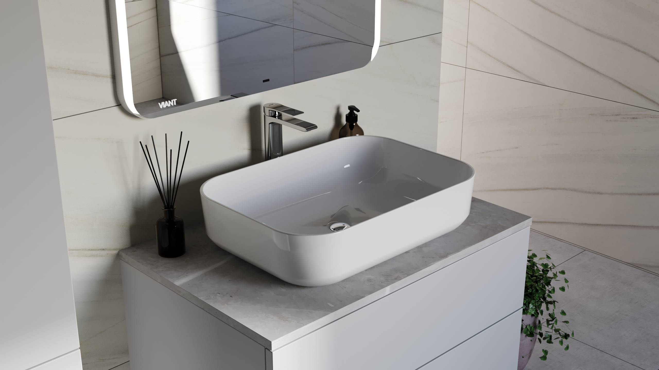 Столешница VIANT Neo бежевый мрамор 800х460 мм () VNEO80MRBG-STMDF