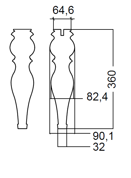 Ножки массив золото, h36 (пара)