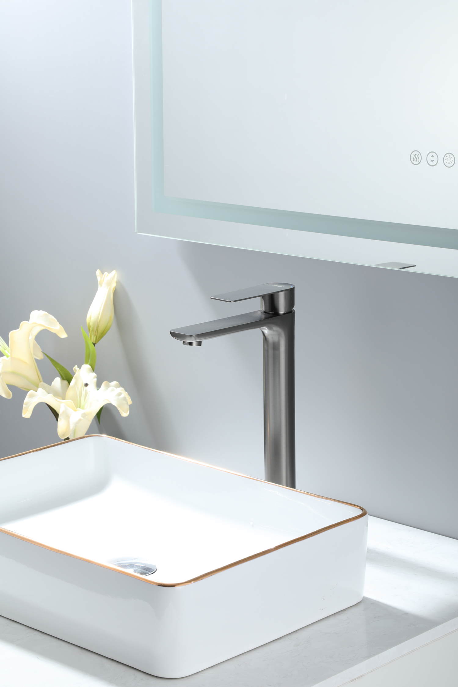 Смеситель для раковины высокий оружейная сталь FRAP F10806-29