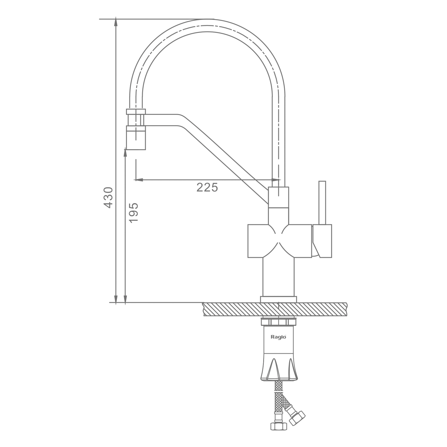 Смеситель Raglo для кухни съёмный гибкий излив с магнитным фиксатором, сатин R86.41.05