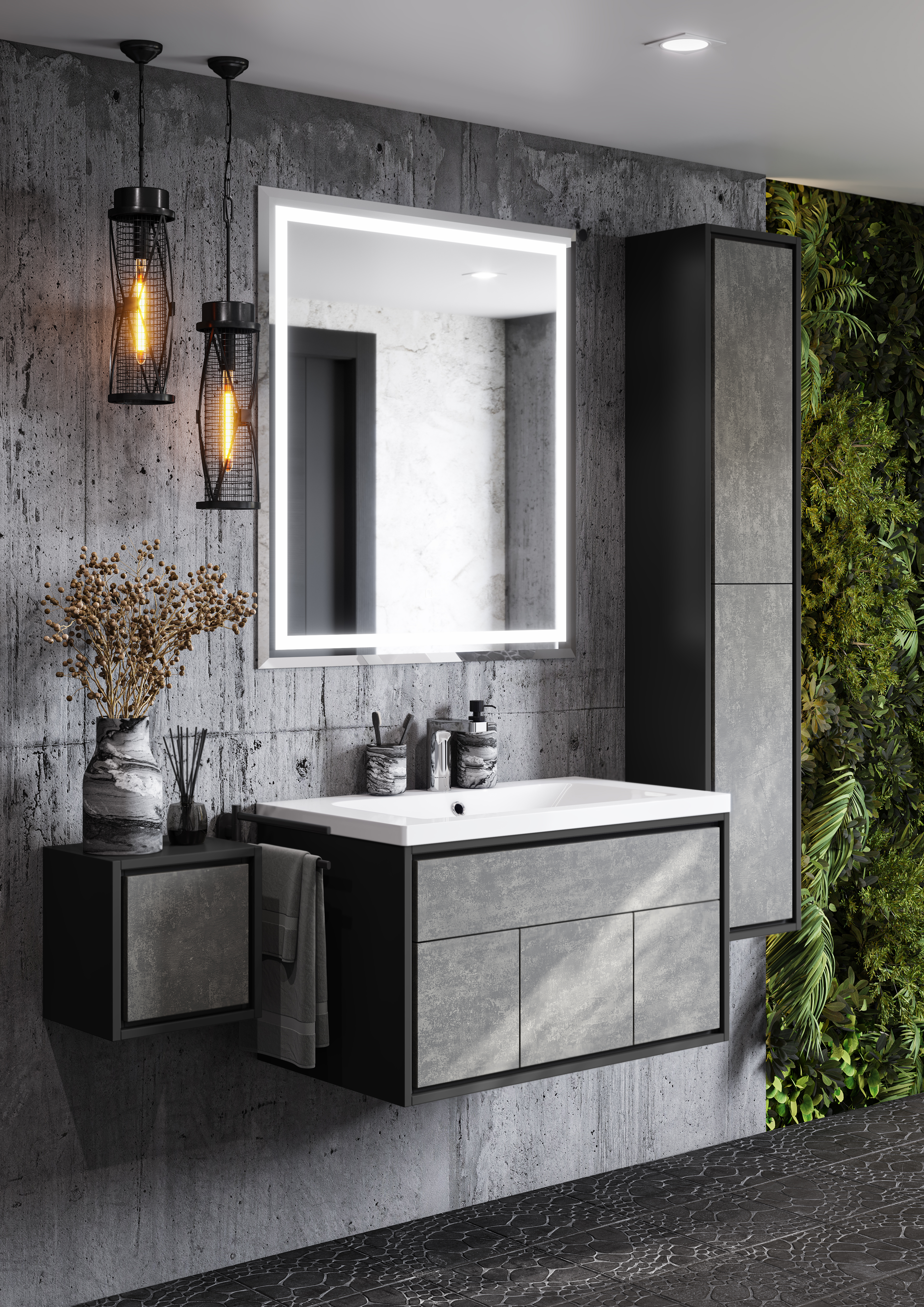 Шкаф - колонна AQUATON Уэльс графит new 1A267703WA6A0