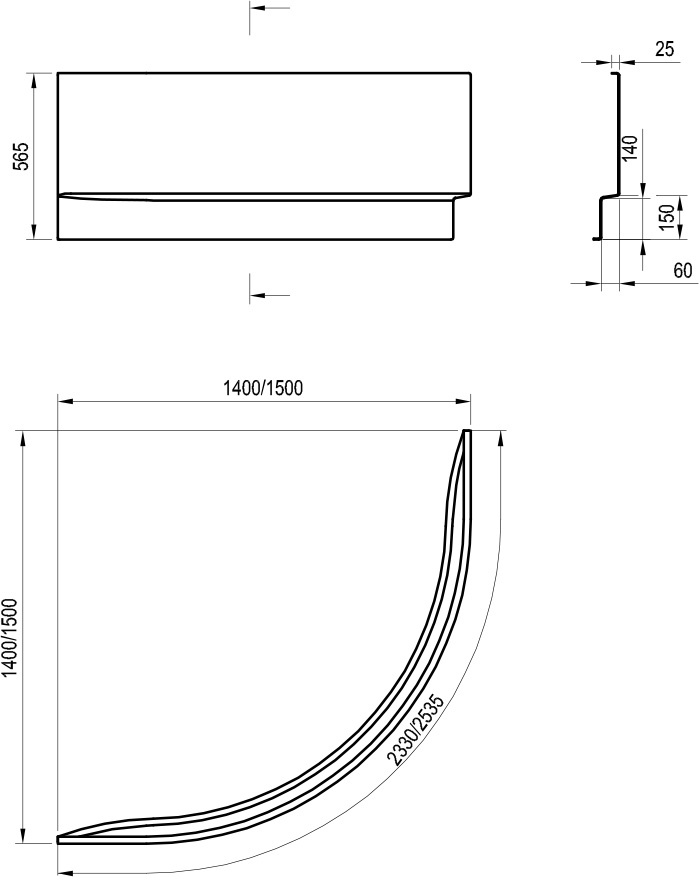 Передняя панель A для ванны GENTIANA, NEW DAY 140 см белая