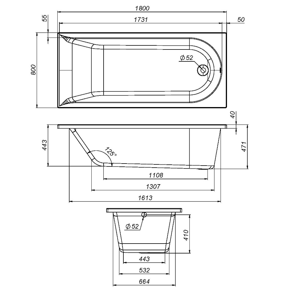 W72A-180-080W-R2 Каркас для ванны Spirit 180х80