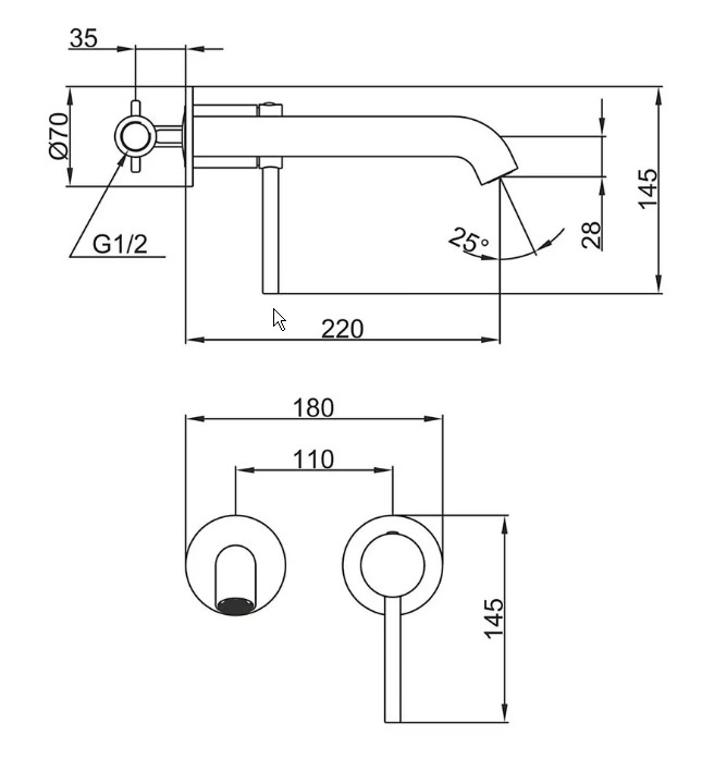 Смеситель встраиваемый для раковины хром GAPPO G1206