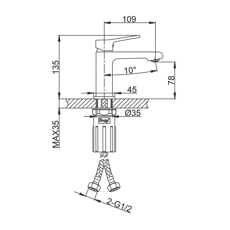 Смеситель для раковины черный FRAP F1084-6