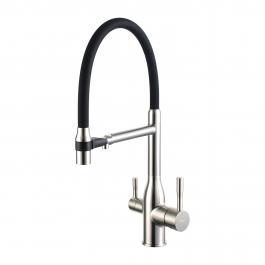 Смеситель для кухни с фильтром для питьевой воды сатин/черный FRAP F4398-5