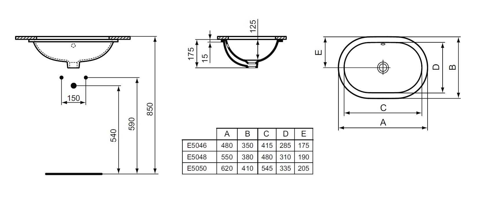 Раковина Ideal Standard CONNECT 55х38 см., белая () E504801 в магазинах СантехГид