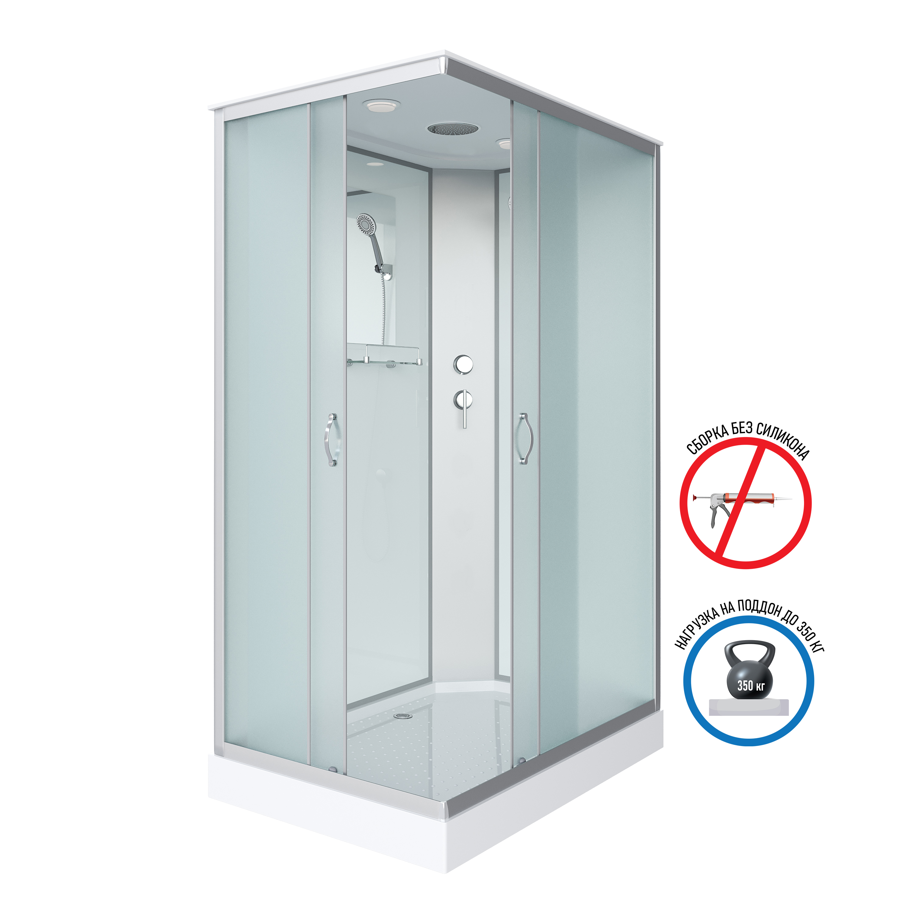 Душевая кабина Niagara Classic NG-43975-14Q (90х70х215) низкий поддон(13см),стекло матовое,3 места