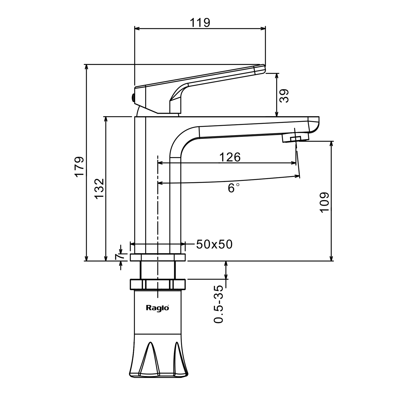 Смеситель Raglo для раковины монолитный, сатин золотой R51.10.03
