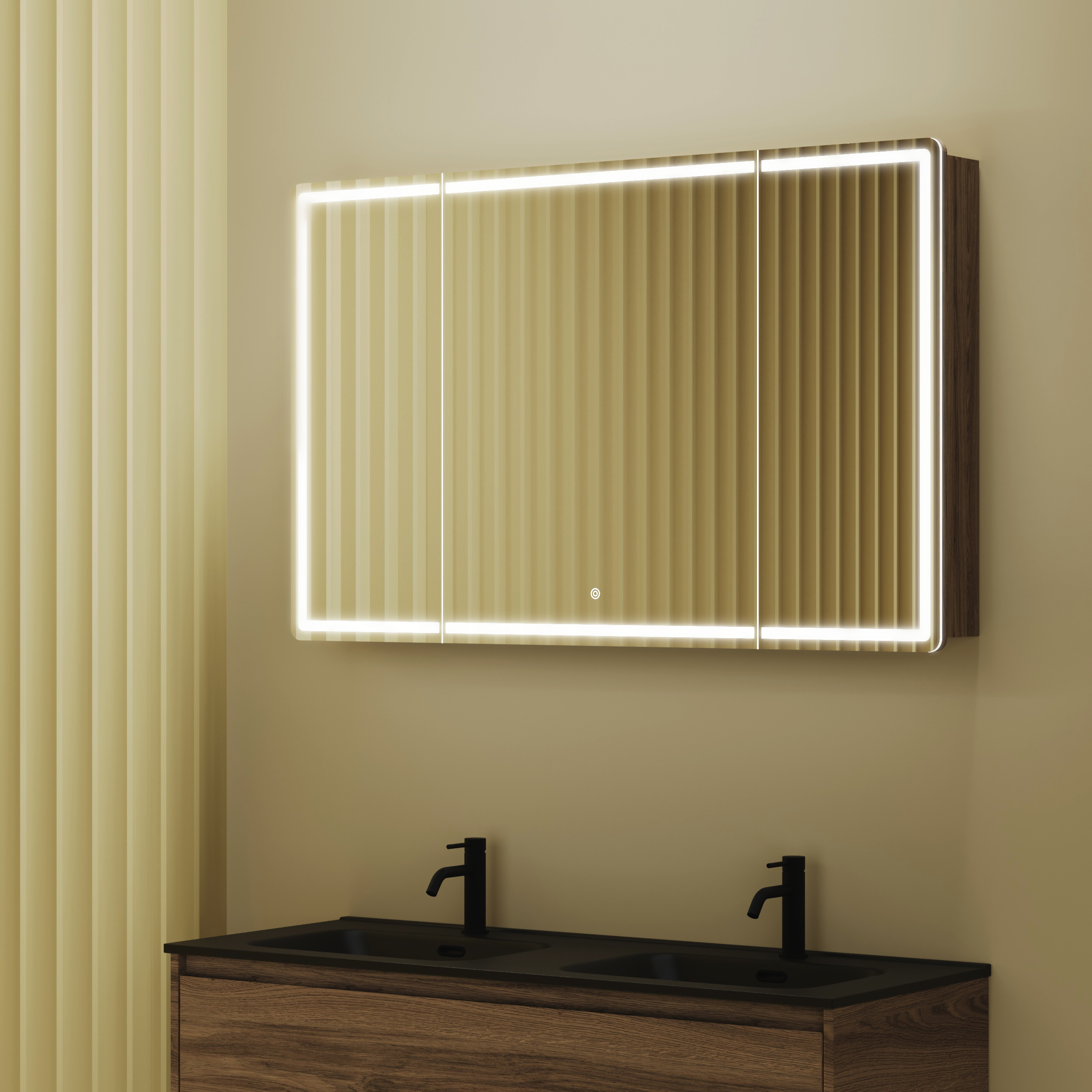 Зеркальный шкаф Sancos Блик / Mirror MI120ECH 119x74 с подсветкой, дуб чарльстон
