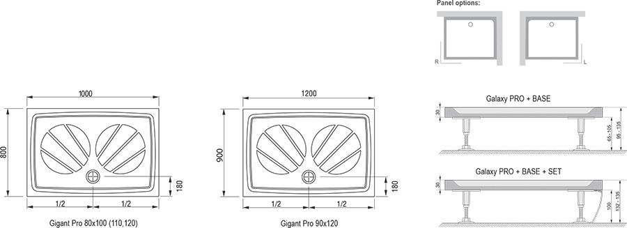 Душевой поддон Ravak Gigant Pro 110x80, XA03D401010
