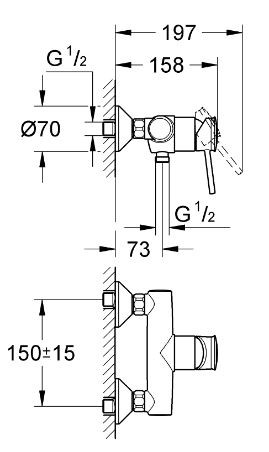 Смеситель для душа BauСlassiс, хром 32867000