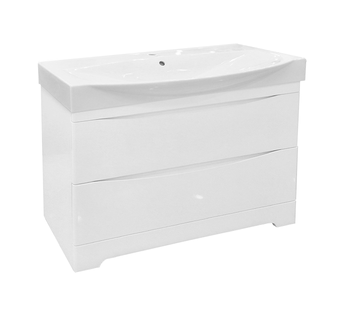 Элвис -105 Тумба напольная с 2 ящ. белая эмаль + раковина