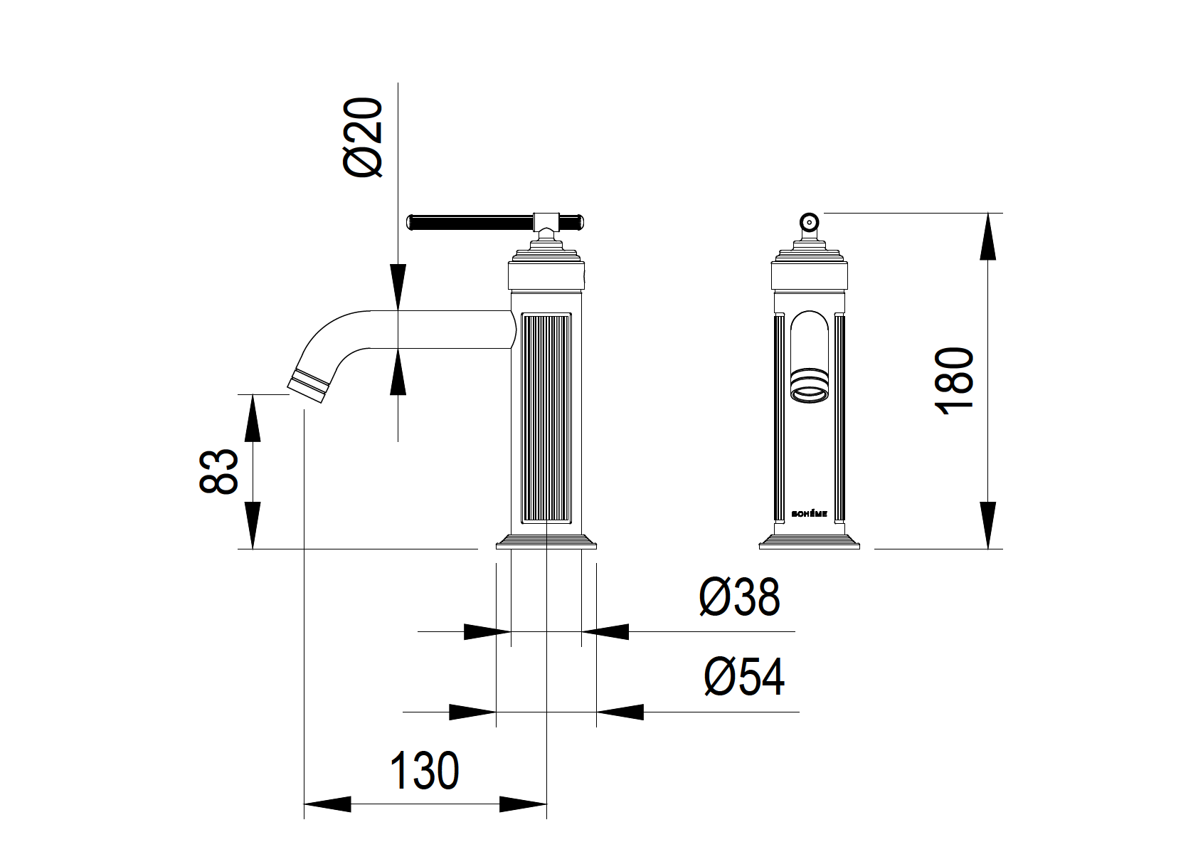 Смеситель для умывальника ETERNA GOLD