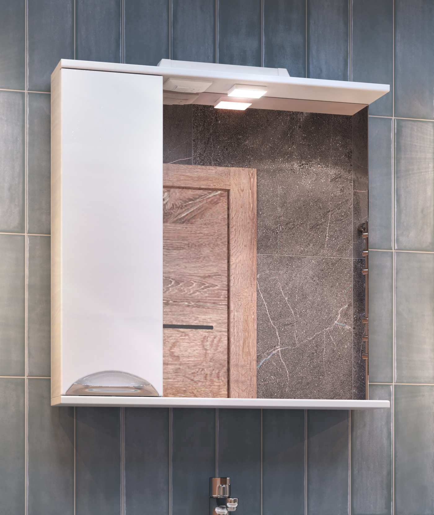 Шкаф навесной с зеркалом Callao 700 (левый) со спотом 