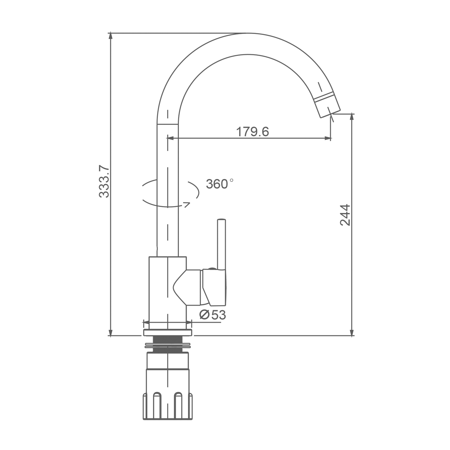Смеситель Splenka S201.40 для кухни высокий С-образный поворотный излив, хром