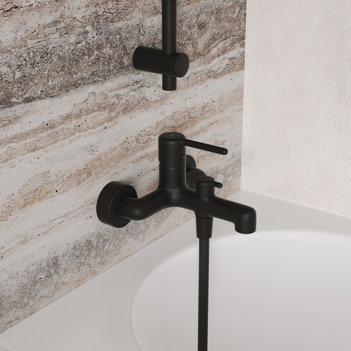 Смеситель для ванны, черный матовый, Aiger, IDDIS, AIGBL00i02WA