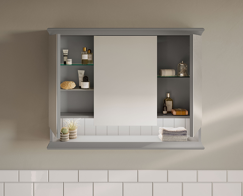 62232 Valarte Зеркало-шкаф 80 см с LED подсветкой цвет серый матовый VITRA