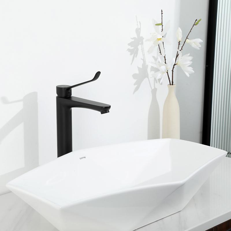 Смеситель для раковины высокий черный GAPPO G1021-26