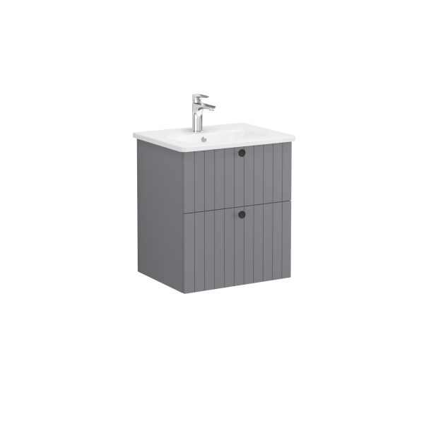 69417 Root Groove Тумба 60 см раковиной 2 ящика матовый серый VITRA