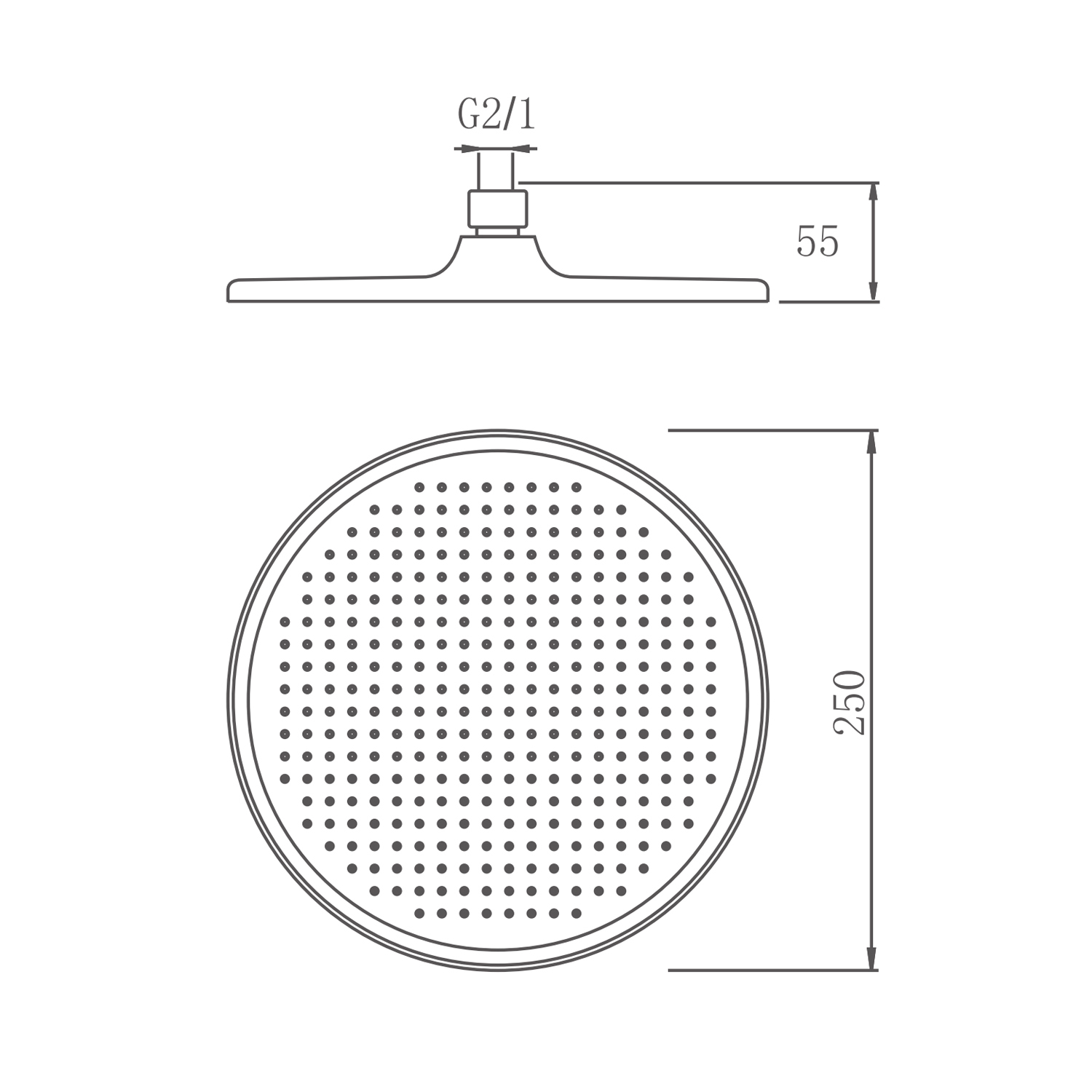 Лейка верхняя для душа Splenka S451.50.06 круглая ∅250мм пластик/силикон, черный
