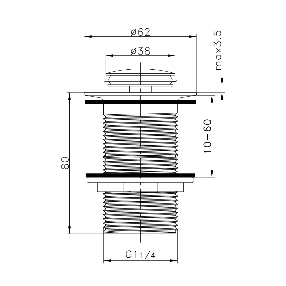 Донный клапан для раковины Raglo без перелива (клик-клак), латунь, хром R600.04 в магазинах СантехГид