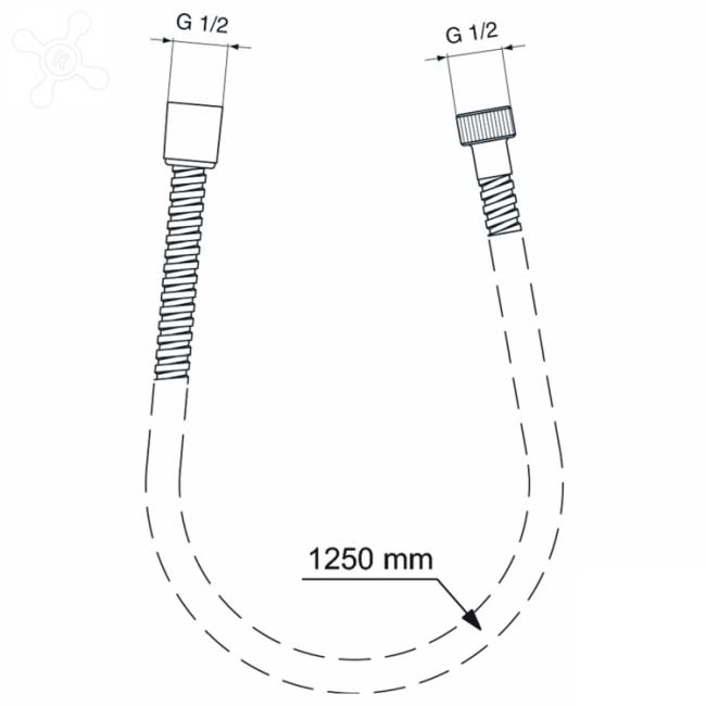 METALFLEX Металлический шланг для душа 1250 мм, подсоединение G1/2", устойчивость к давлению BF125AA