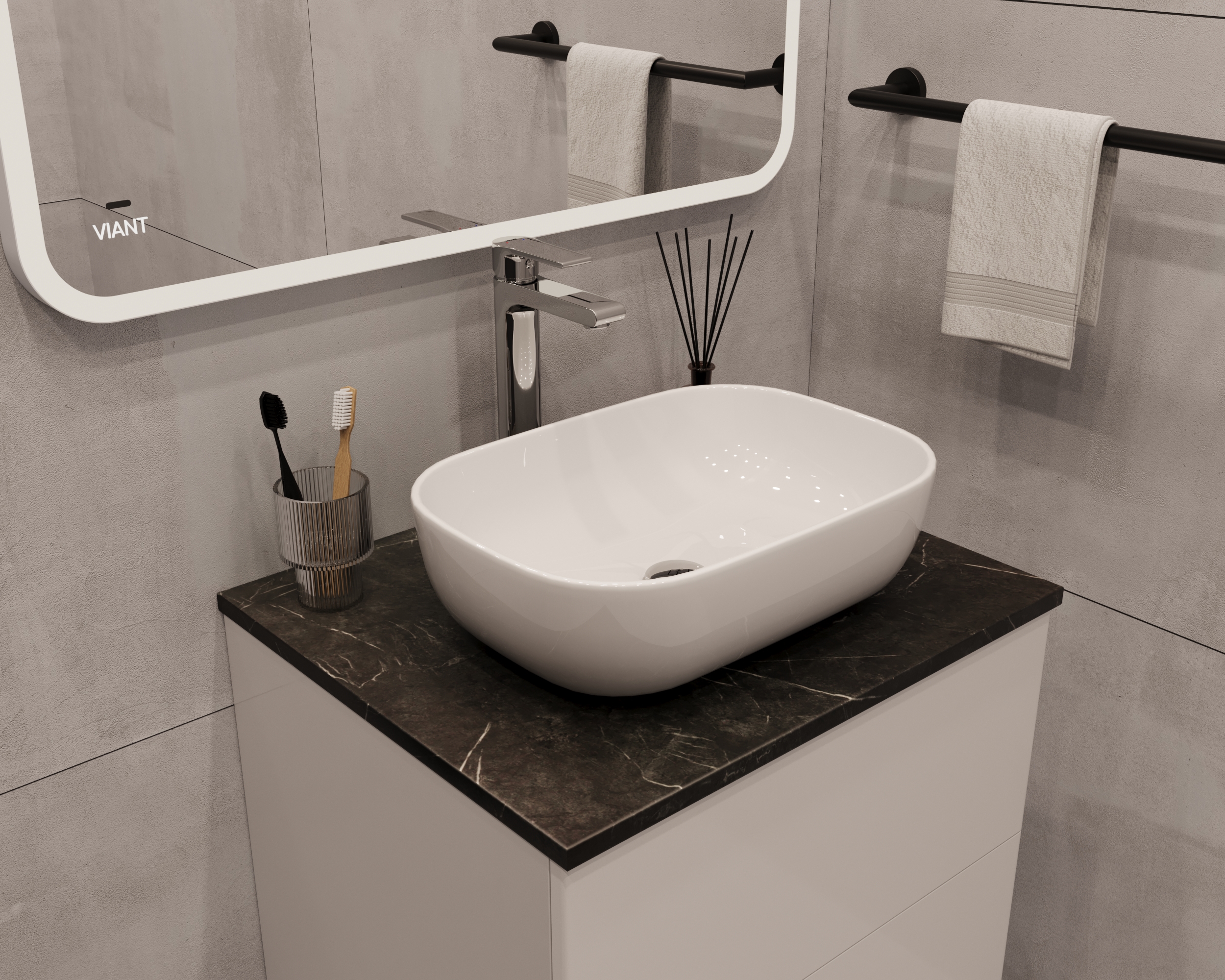 Столешница VIANT Neo черный мрамор 800х460 мм () VNEO80MRCH-STMDF